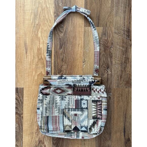 VTG Toby Weston Tapestry Everything Tote Handbag Shoulder Bag Purse Aztec Motif - Picture 2 of 6